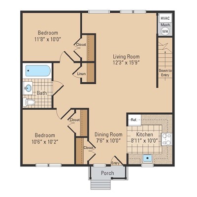 Martin Luther King Two Bedroom Floorplan